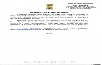 ADVISORY ON E-VISA UPDATES