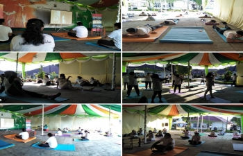 Celebration of 6th International Day of Yoga at Medan on 21 June. 